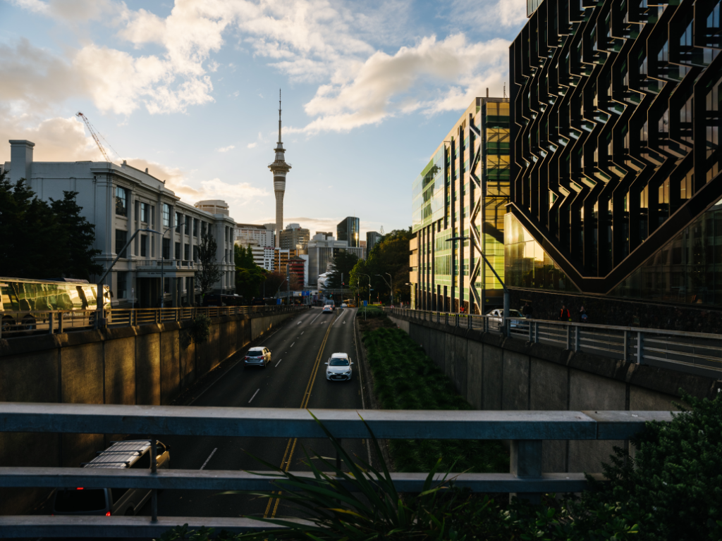 Wellesly Street passing under Symonds Street between university buildings