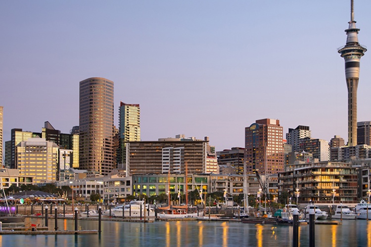 Auckland Viaduct Harbour at dusk
